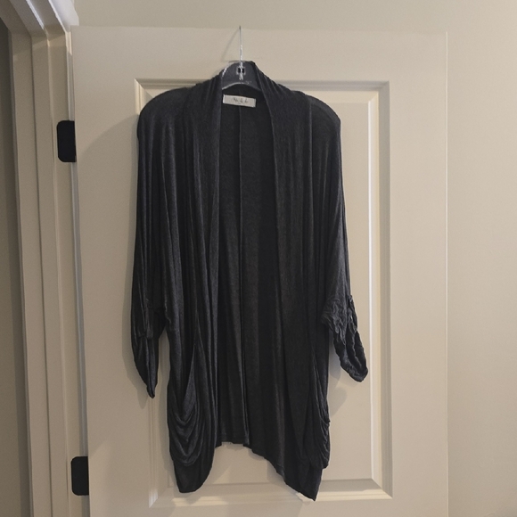 Stylish Charcoal Open Front Cardigan - Picture 1 of 1